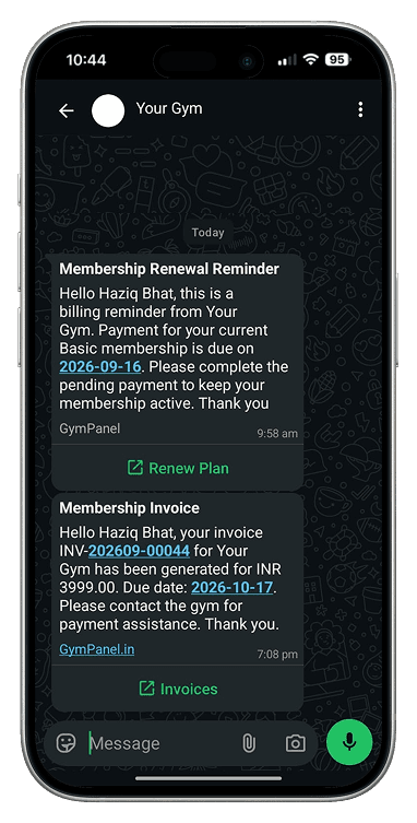 Custom branded WhatsApp notifications