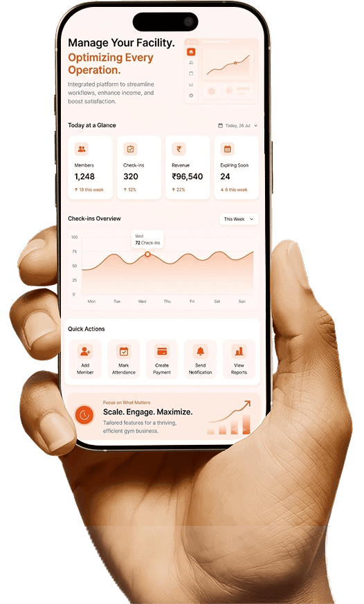 GymPanel mobile app in hand
